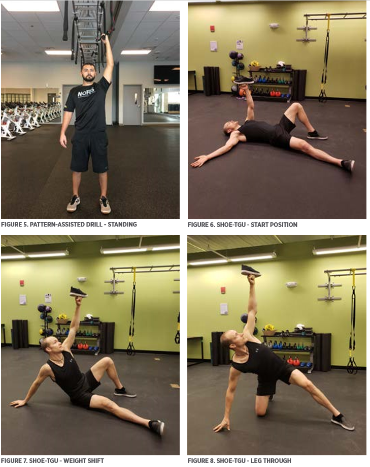 Figure 2/3 Figure 5. Pattern-Assisted Drill- Standing; Figure 6. Shoe-TGU- Start Position; Figure 7. Shoe-TGU- Weight Shift; Figure 8. Shoe-TGU- Leg Through